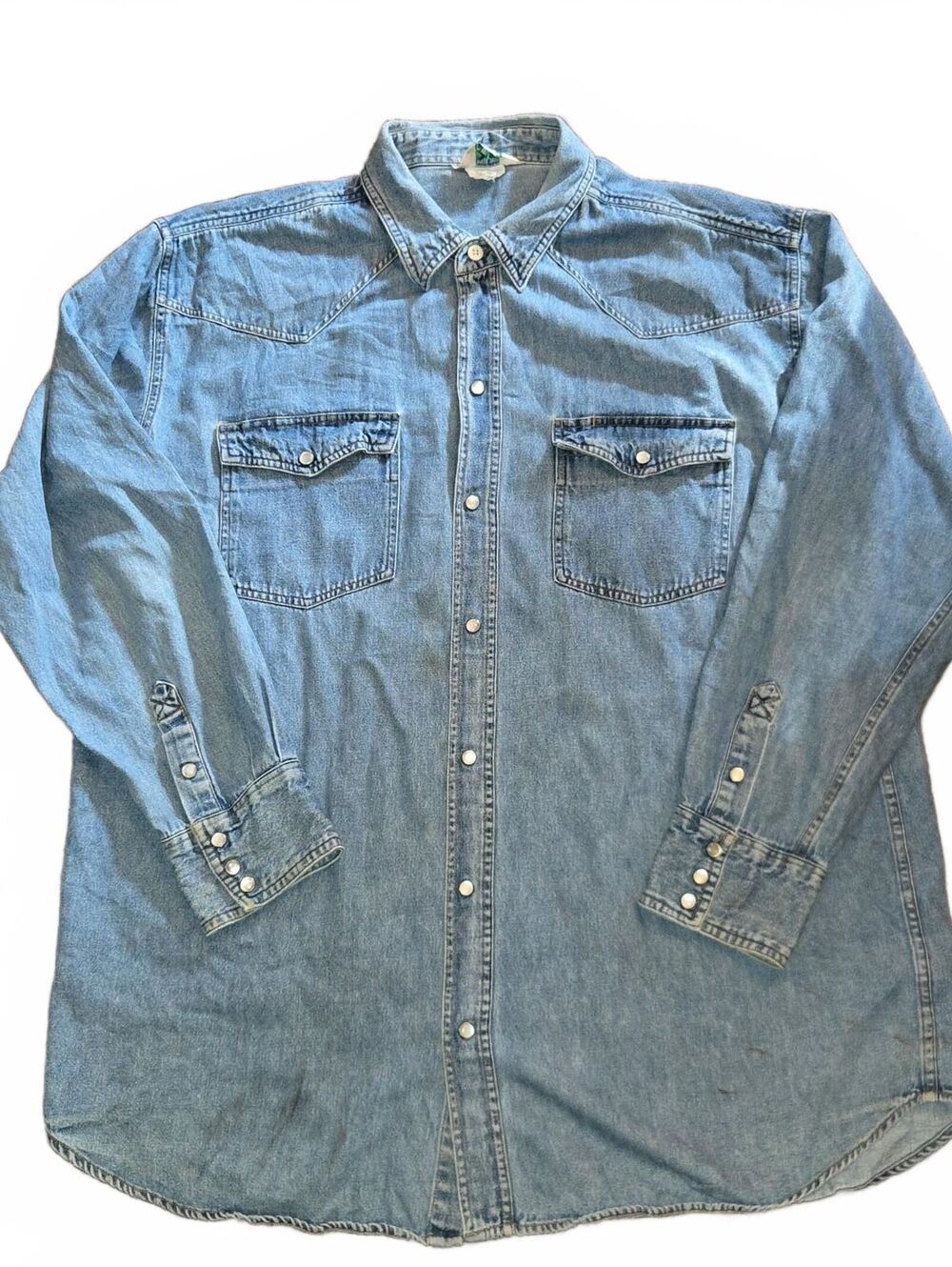 Vintage Key Long Sleeve Denim Button-Up Shirt Mens Size 2XL Pearl Snap